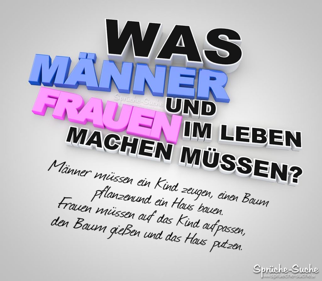 Was Männer und Frauen im Leben machen müssen?