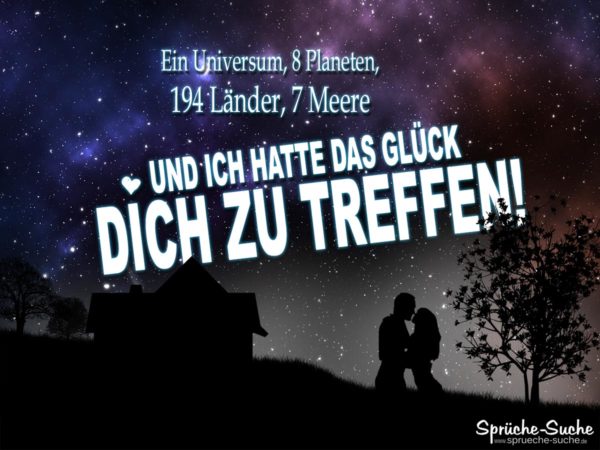 Liebe - Glück Spruch: Liebespaar bei nacht unter Sternenhimmel