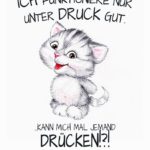 Ich funktioniere nur unter Druck - Spruchkarte mit niedlicher Katze als Zeichnung