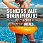 Lustiger BOJE Spruch - Dicker Mann mit orangefarbenen Schwimmreifen