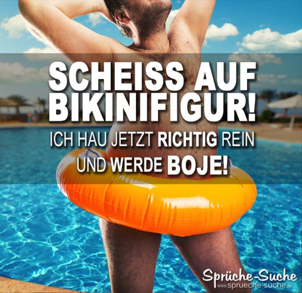 Lustiger BOJE Spruch - Dicker Mann mit orangefarbenen Schwimmreifen