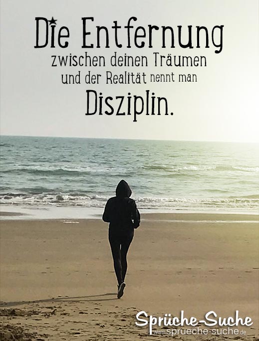 Disziplin Sprüche Sport Und Träume Frau Joggt Am Strand