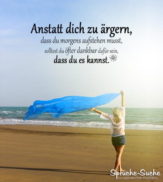 Leben Sprüche - Dankbar sein - Frau am Meer