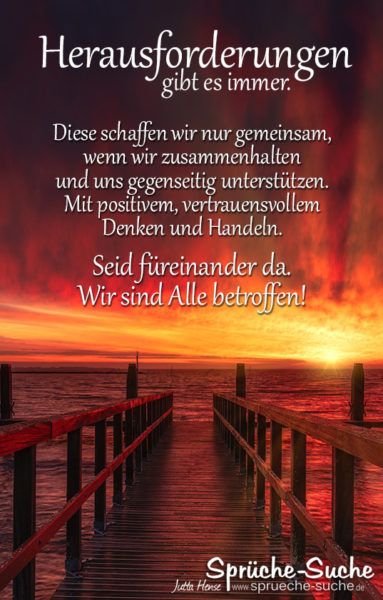 Spruch Herausforderungen - Wir sind Alle betroffen