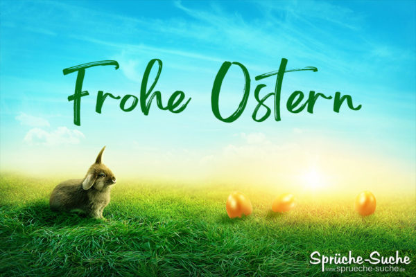 Hase auf Wiese - Grüße mit Osterhasen - Frohe Ostern