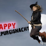 Hexe auf Besen - Walpurgisnacht Spruch