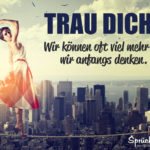 Frau auf dem Hochseil - Motivation Spruch - Trau dich