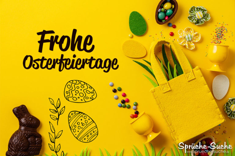 Frohe Osterfeiertage Gelbe Karte mit Ostergrüßen