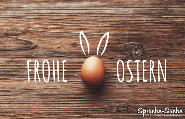 Ostergrüße - Frohe Ostern mit Ei auf Holzbrett geschrieben
