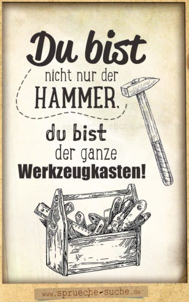Hammer Spruch zum Danke sagen für Männer - der Werkzeugkasten