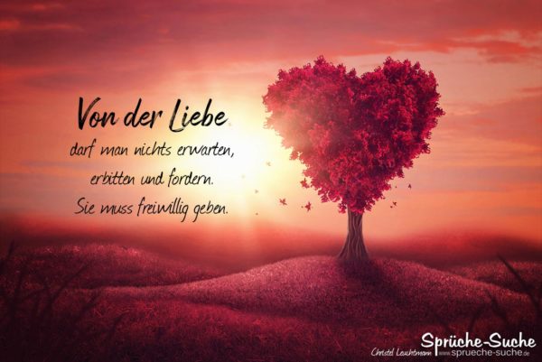 Baum in Herzform - Spruch über die Liebe